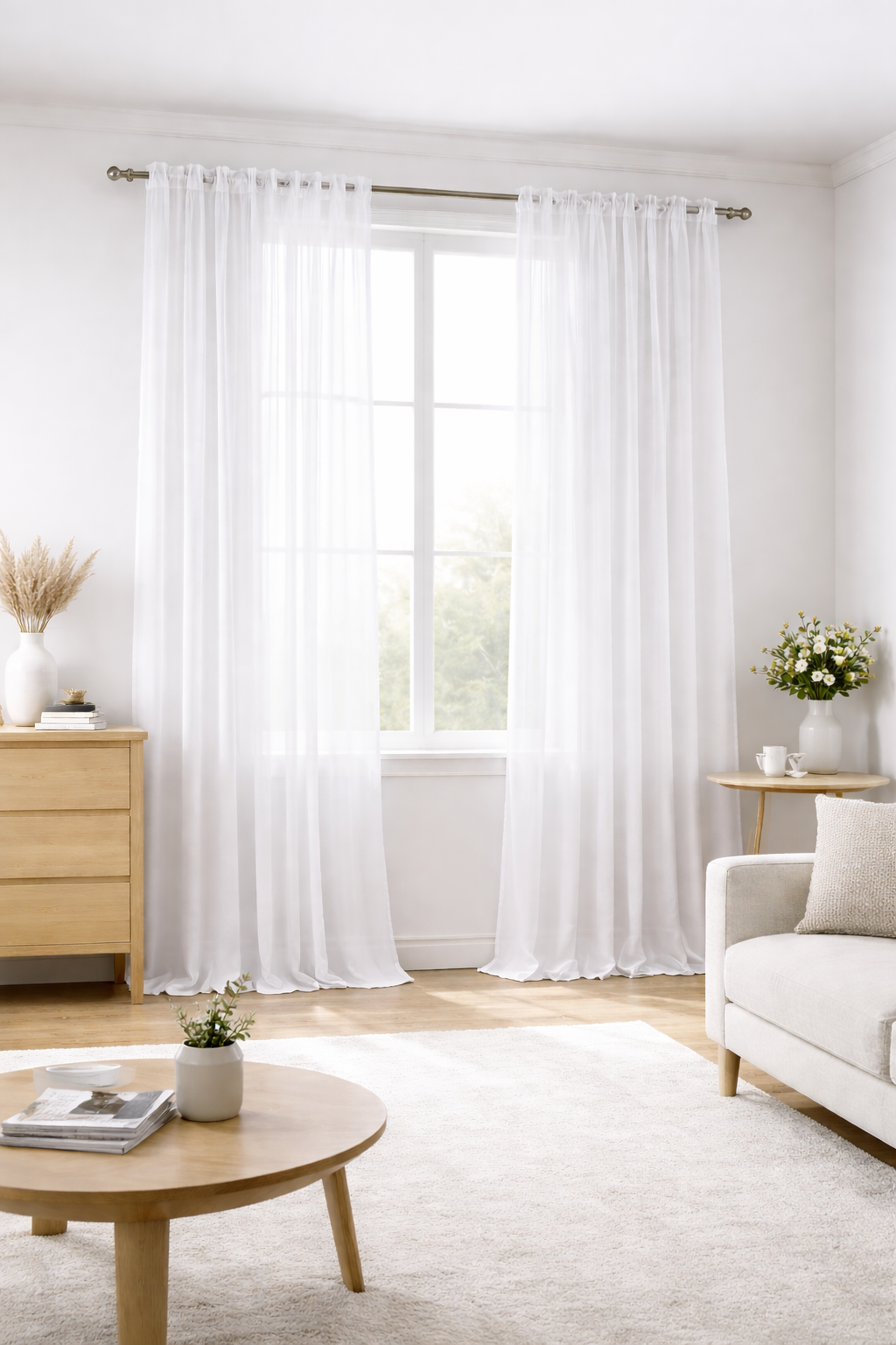 Voilage blanc installé